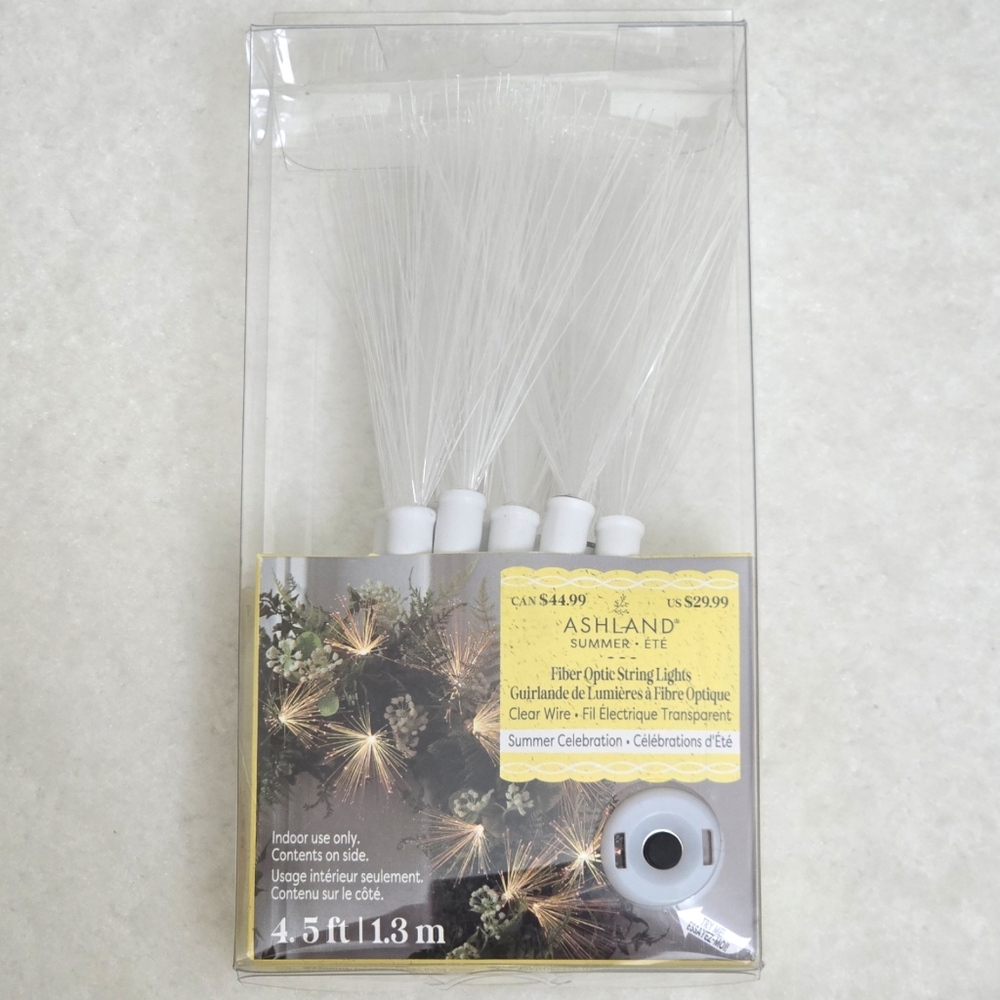 New Ashland Fiber Optic String Lights Warm White Battery Operated 4.5ft Timer - Picture 9 of 10